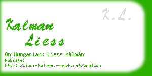 kalman liess business card