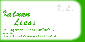 kalman liess business card